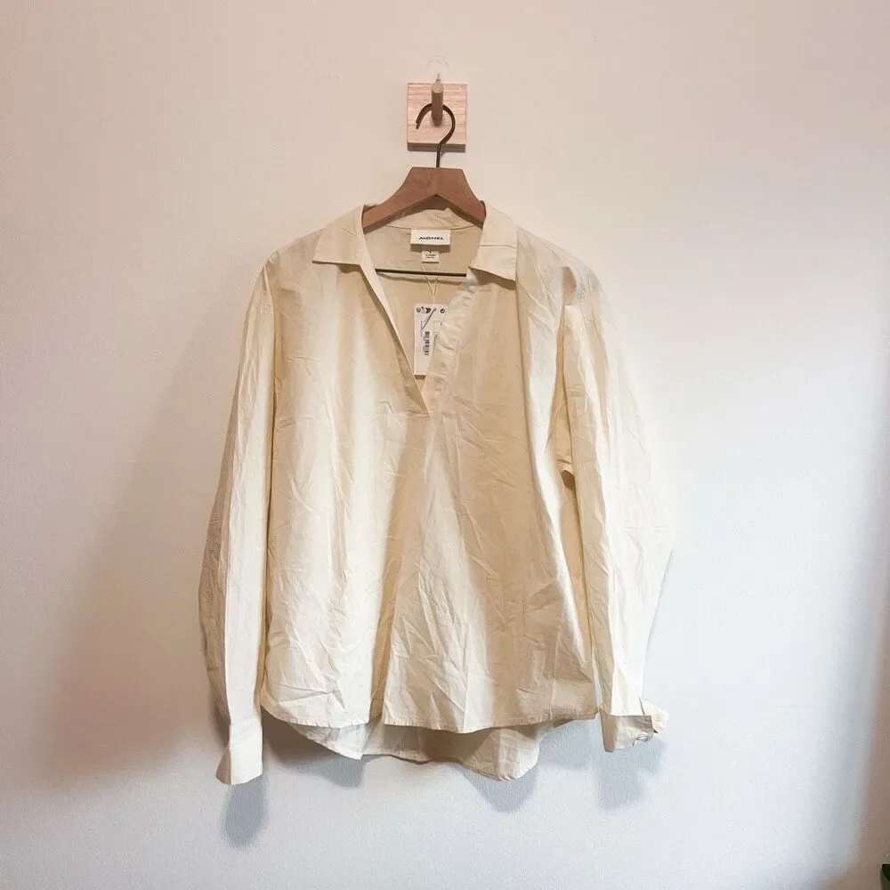 New Monki 100% Cotton Poplin Top Size S - Picture 4 of 9